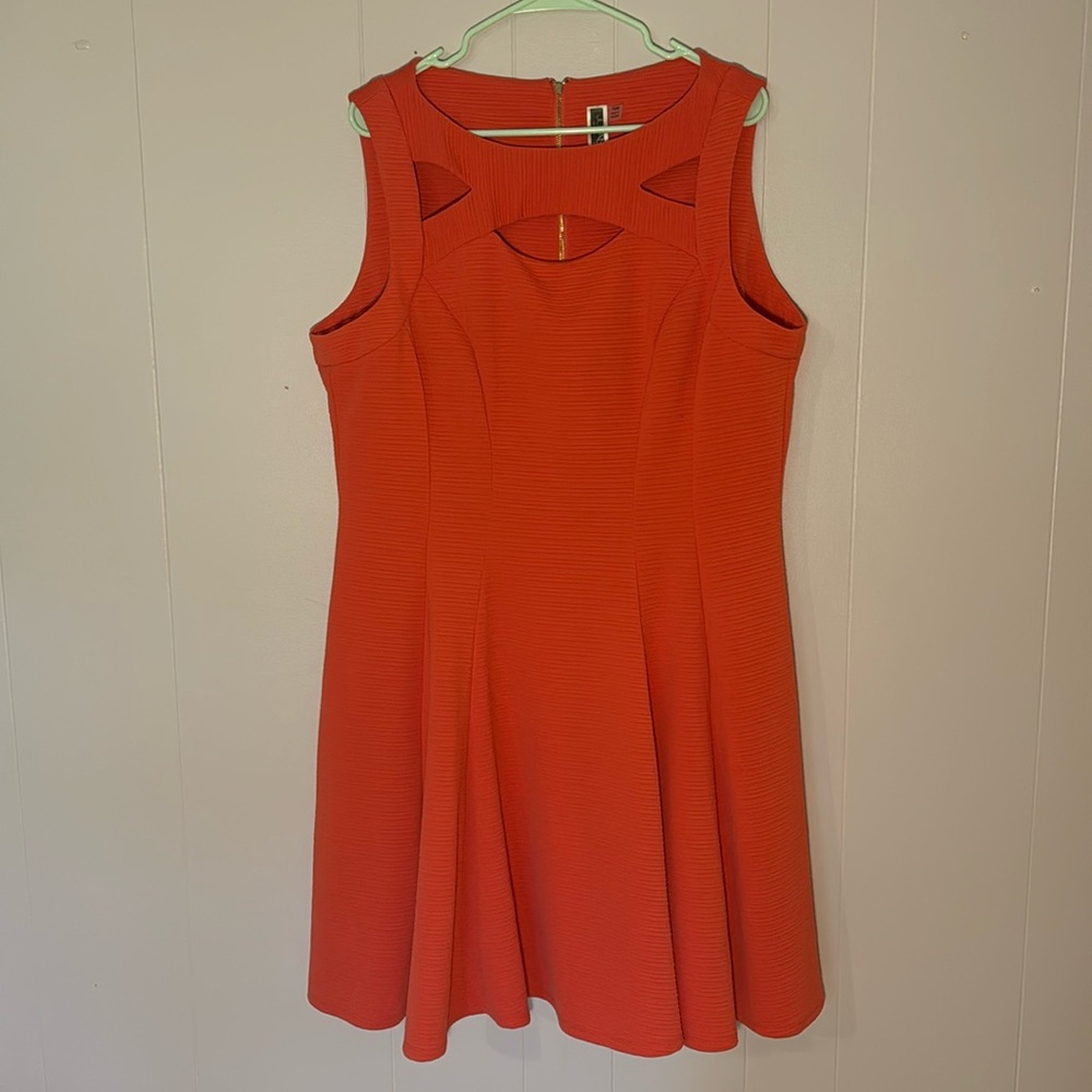 Coral fit flare dress